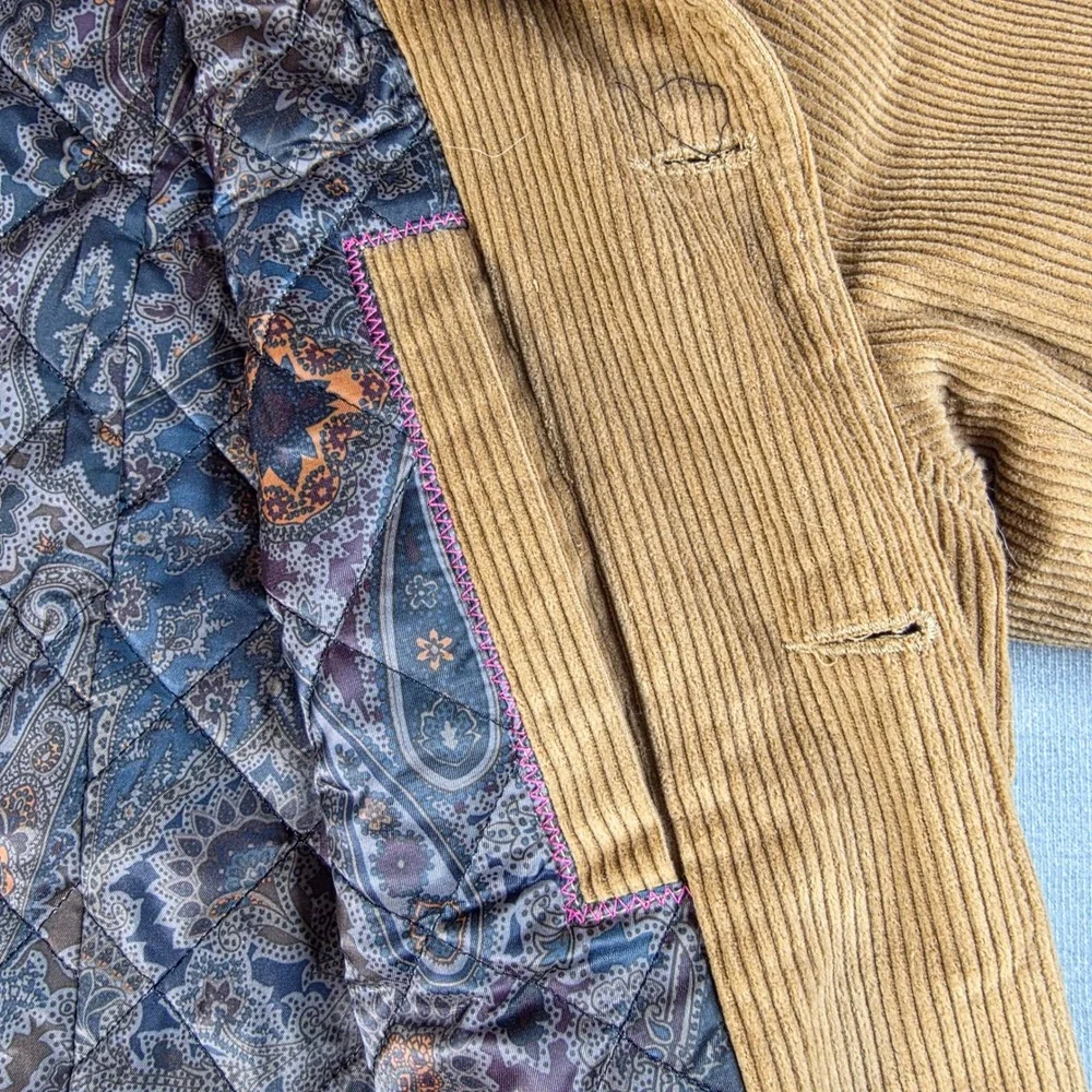 NWT Robert Graham Men's Camel Corduroy Sherpa Lined Jacket Size‎ L Barn Coat
